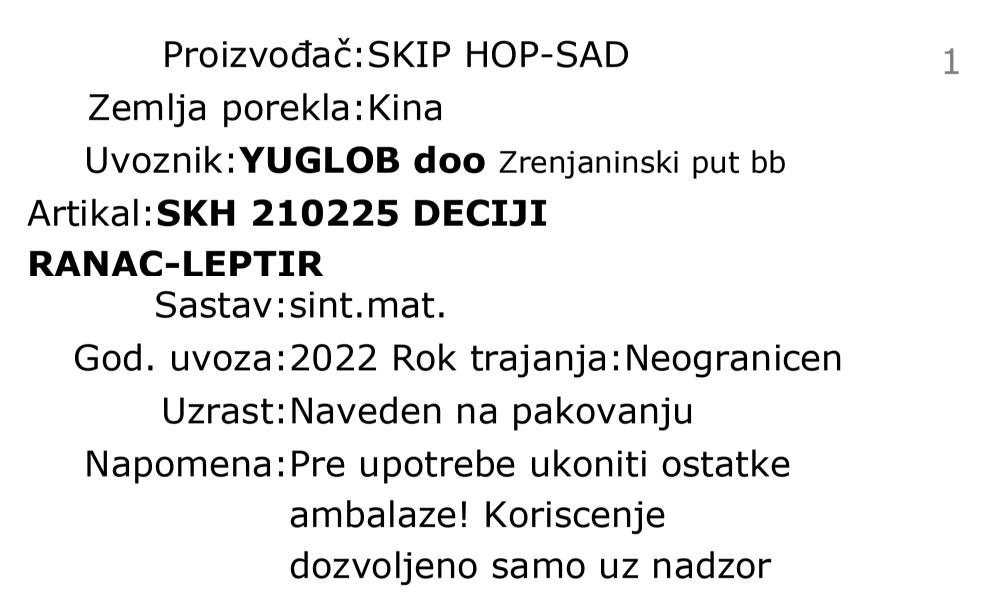 Skip Hop zoo dečiji ranac - leptir 210225 deklaracija